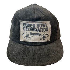 Vtg Harrah's Reno Super Bowl Celebration baseball hat cap Corduroy snapback